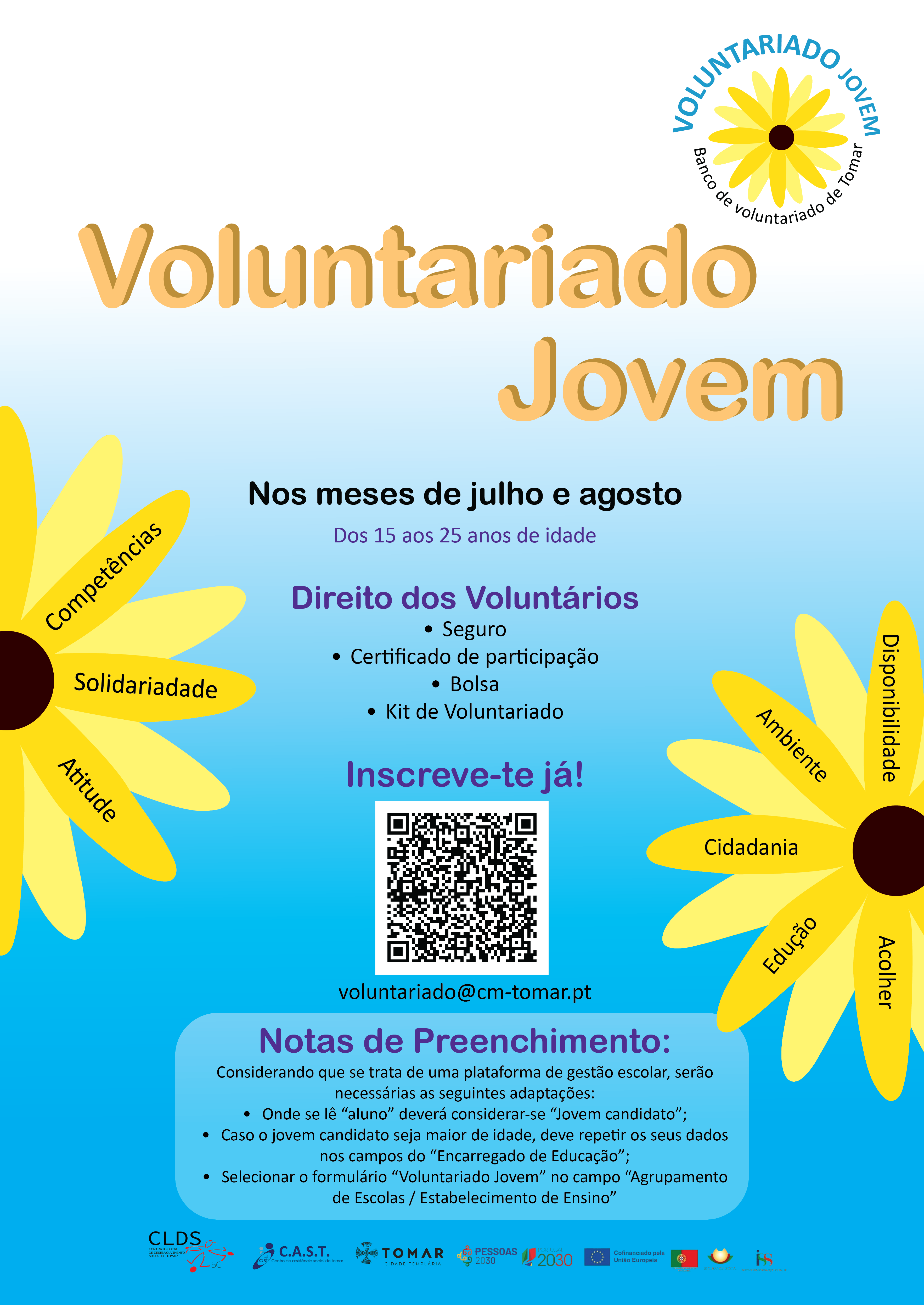 Encontram-se a decorres as inscrições para o Programa de Voluntariado Jovem 2025